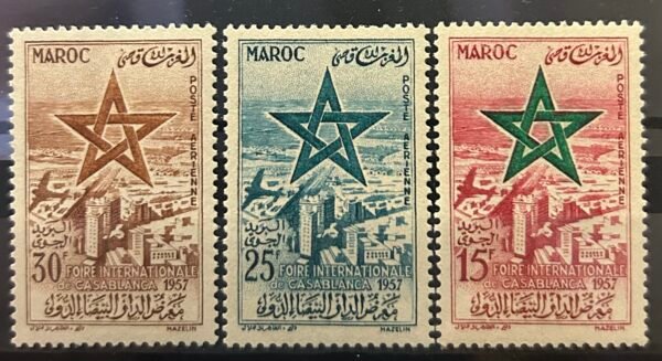 Maroc – N° 103 à 105 – Série complète MNH** – Année 1957 – Cote 9 €.