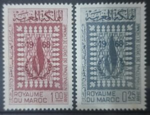 Maroc – Série de 2 Timbres N°532 et 533 Neuf Sans Charnière – Année 1968 – Cote 2 €