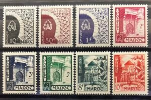 Maroc – N°277 à 284 – Série complète MNH** – Année 1949 – Cote 8 €.