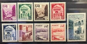 Maroc – N°306 à 314 – Série complète (Sauf 310) - MNH** – Année 1951 – Cote 14 €.