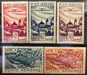 Maroc – N° 60 à 64 – Série complète MNH** – Année 1947 – Cote 18 €.