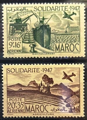 Maroc – N° 65 - 66 – Série complète MNH** – Année 1948 – Cote 5 €.