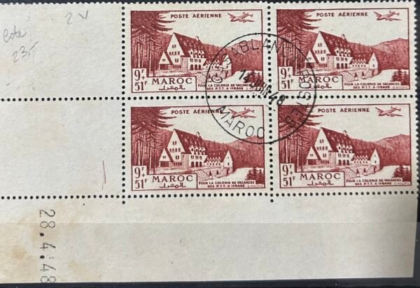 Maroc – N° 68 - 69 – Série complète de Bloc de 4 Timbres – Année 1948 – Cote 24 €.
