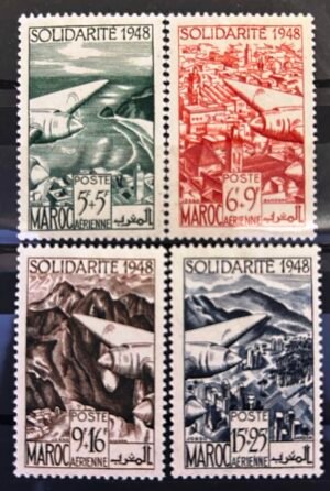 Maroc – N° 70 à 73 – Série complète MNH** – Année 1949 – Cote 12 €.