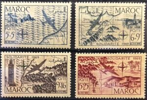 Maroc – N° 75 à 78 – Série complète MNH** – Année 1950 – Cote 12 €.