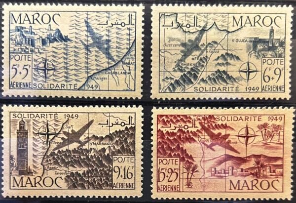 Maroc – N° 75 à 78 – Série complète MNH** – Année 1950 – Cote 12 €.