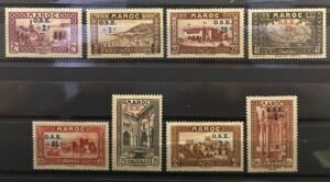 Maroc – N°153 à 150 – Série Complète de 8 timbres – MNH** – Année 1938 – Cote 72 €.