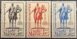 Maroc – N°241 à 243 – Série Complète MNH** – Année 1946 – Cote 8,50 €.