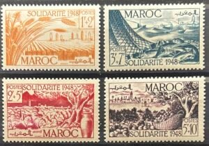 Maroc – N°271 à 274 – Série complète MNH** – Année 1949 – Cote 10 €.